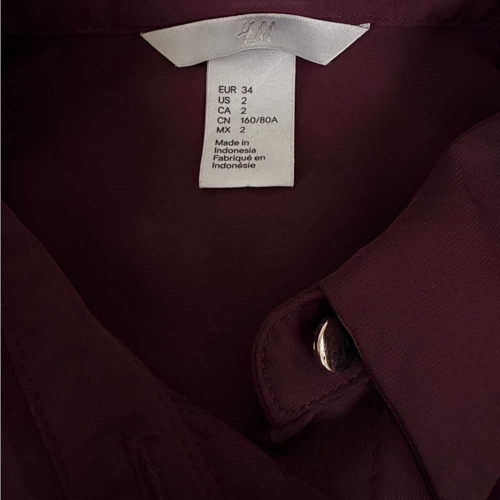 H&M Deep Burgundy Long-Sleeve Blouse - Picture 5 of 5